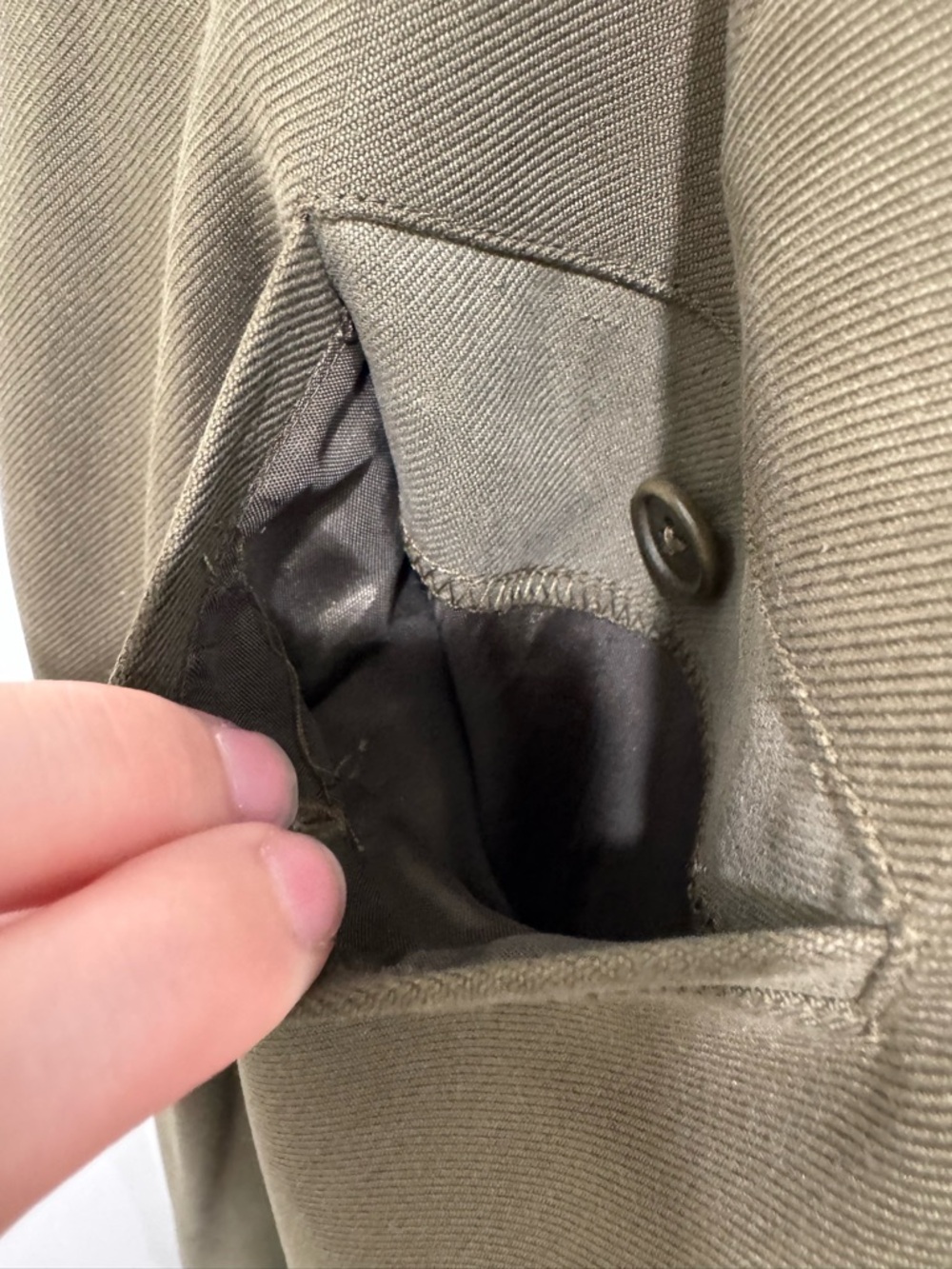 Lauren Ralph Lauren Silk Pants Olive Green Straight Leg Size 10 - Picture 7 of 9